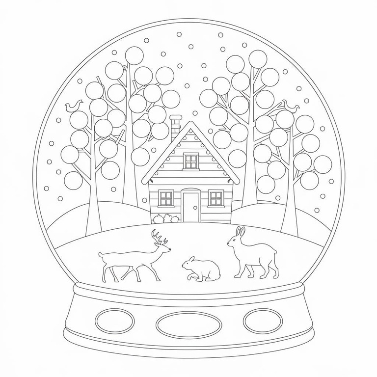 Kar küresi Çocuklar için Boyama Sayfası