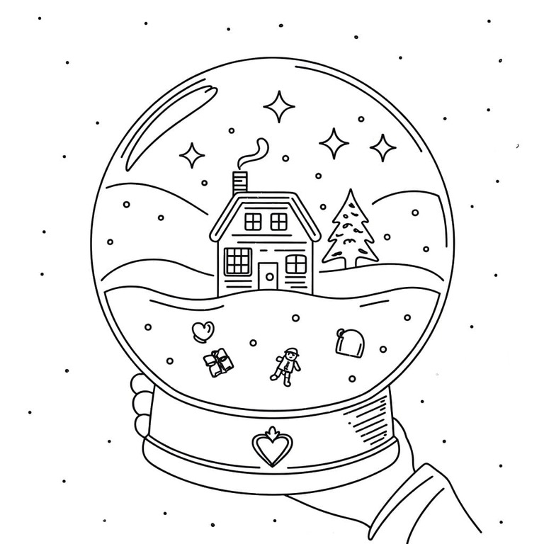 Kar küresi el tutma Boyama Sayfası