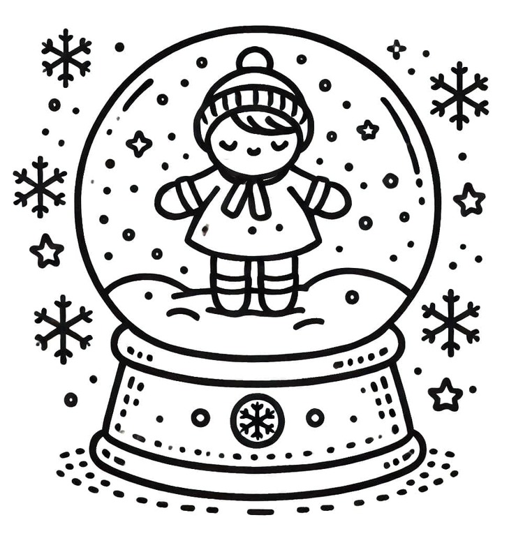 Kar küresi sevimli çiz Boyama Sayfası