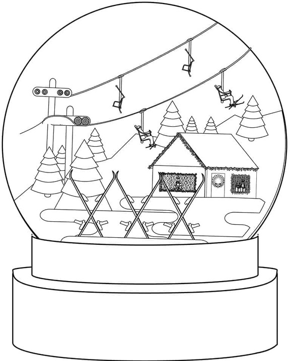 Kar küresi yazdırılabilir Boyama Sayfası