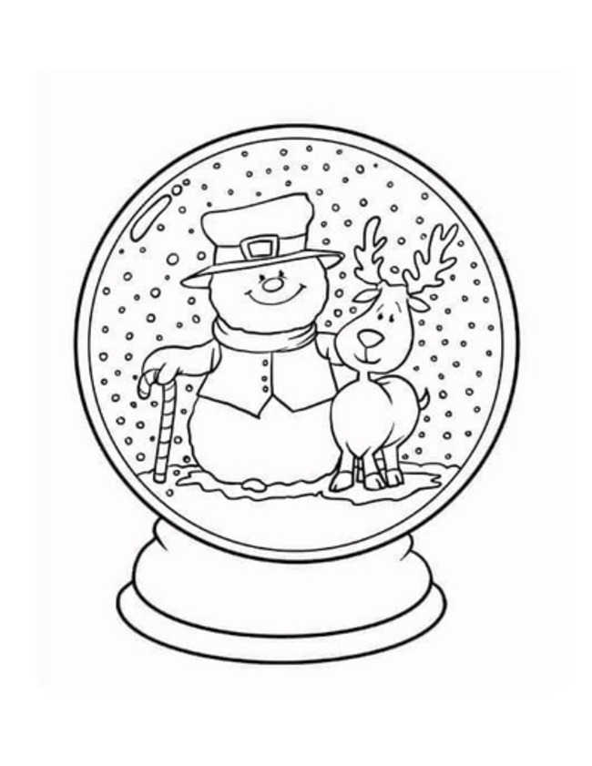 Kar küresini sevimli çiz Boyama Sayfası