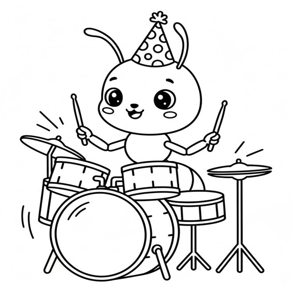 Karınca davul çalmak Boyama Sayfası