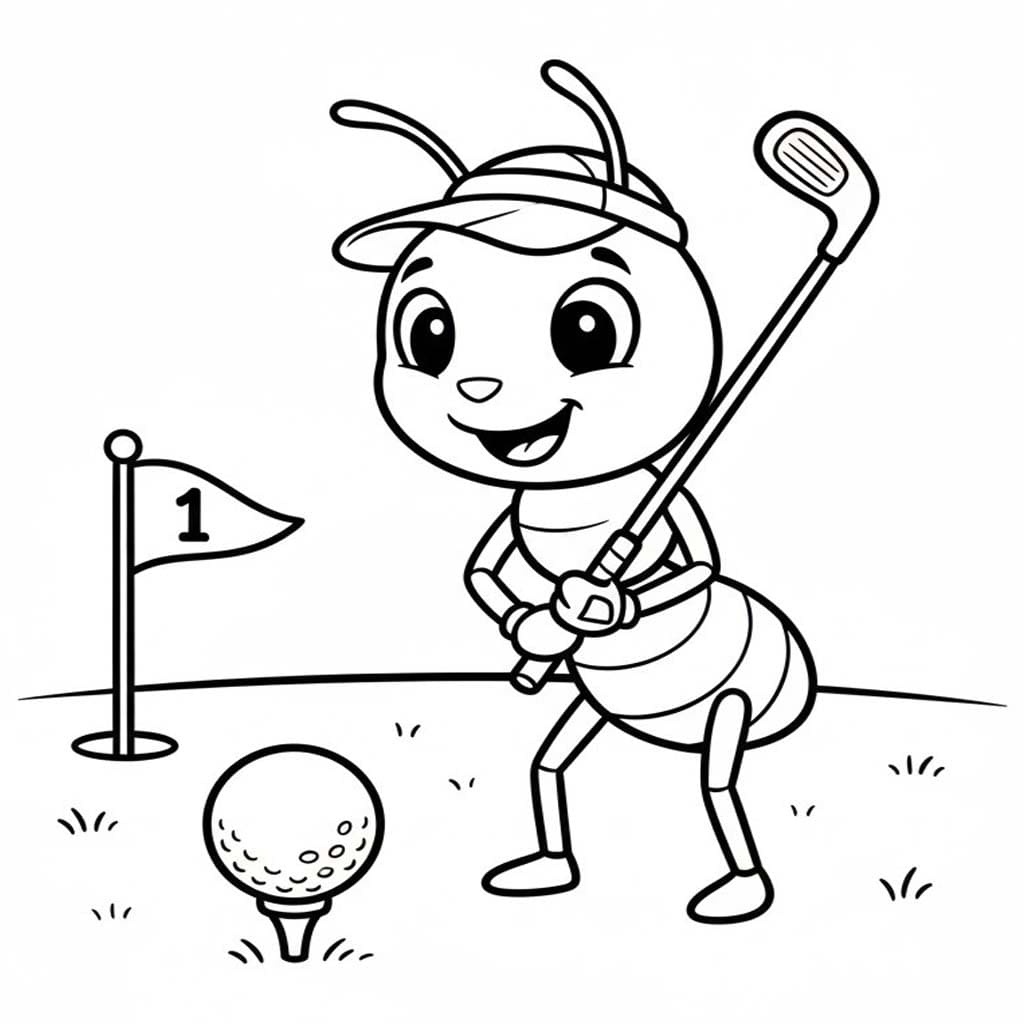 Karınca golf oynamak Boyama Sayfası