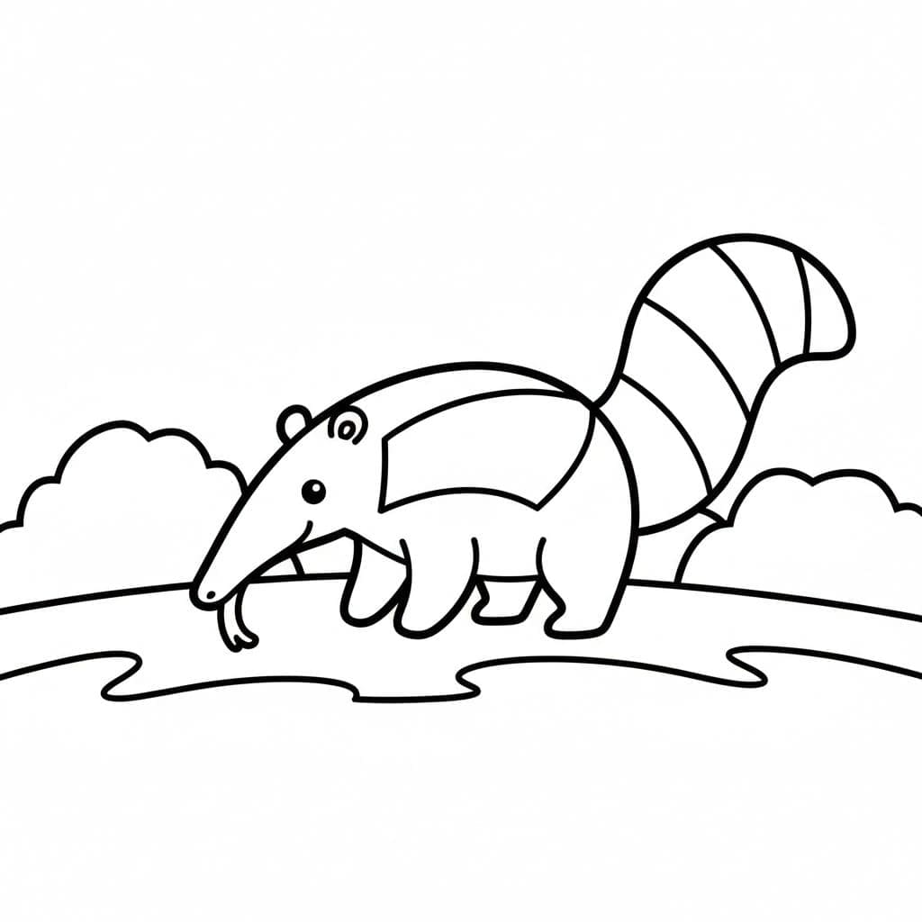 Karıncayiyen çocuklar için temel Boyama Sayfası