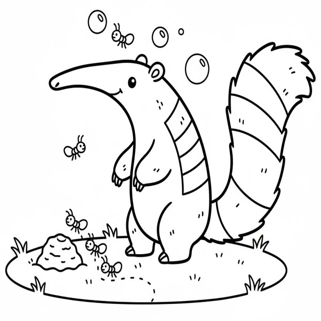 Karıncayiyen çocuklar için ücretsiz Boyama Sayfası