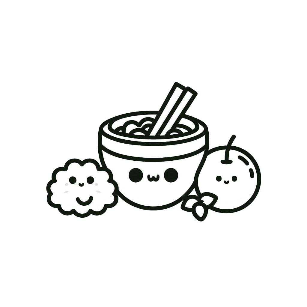 Kawaii Yemek 3 Boyama Sayfası