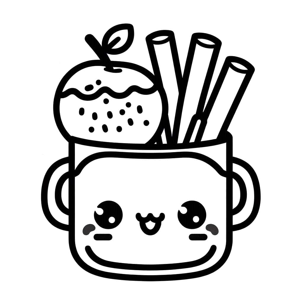 Kawaii Yemek 4 Boyama Sayfası