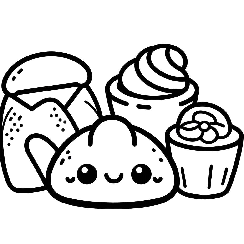 Kawaii Yemek 5 Boyama Sayfası