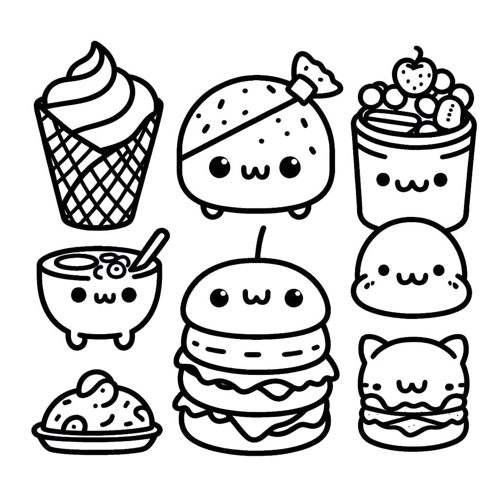 Kawaii Yemek 7 Boyama Sayfası