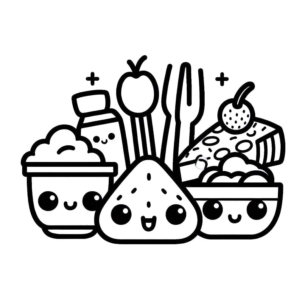Kawaii Yemek 8 Boyama Sayfası