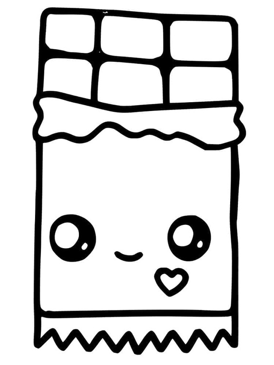 Kawaii Yemek çocuklar için basit Boyama Sayfası