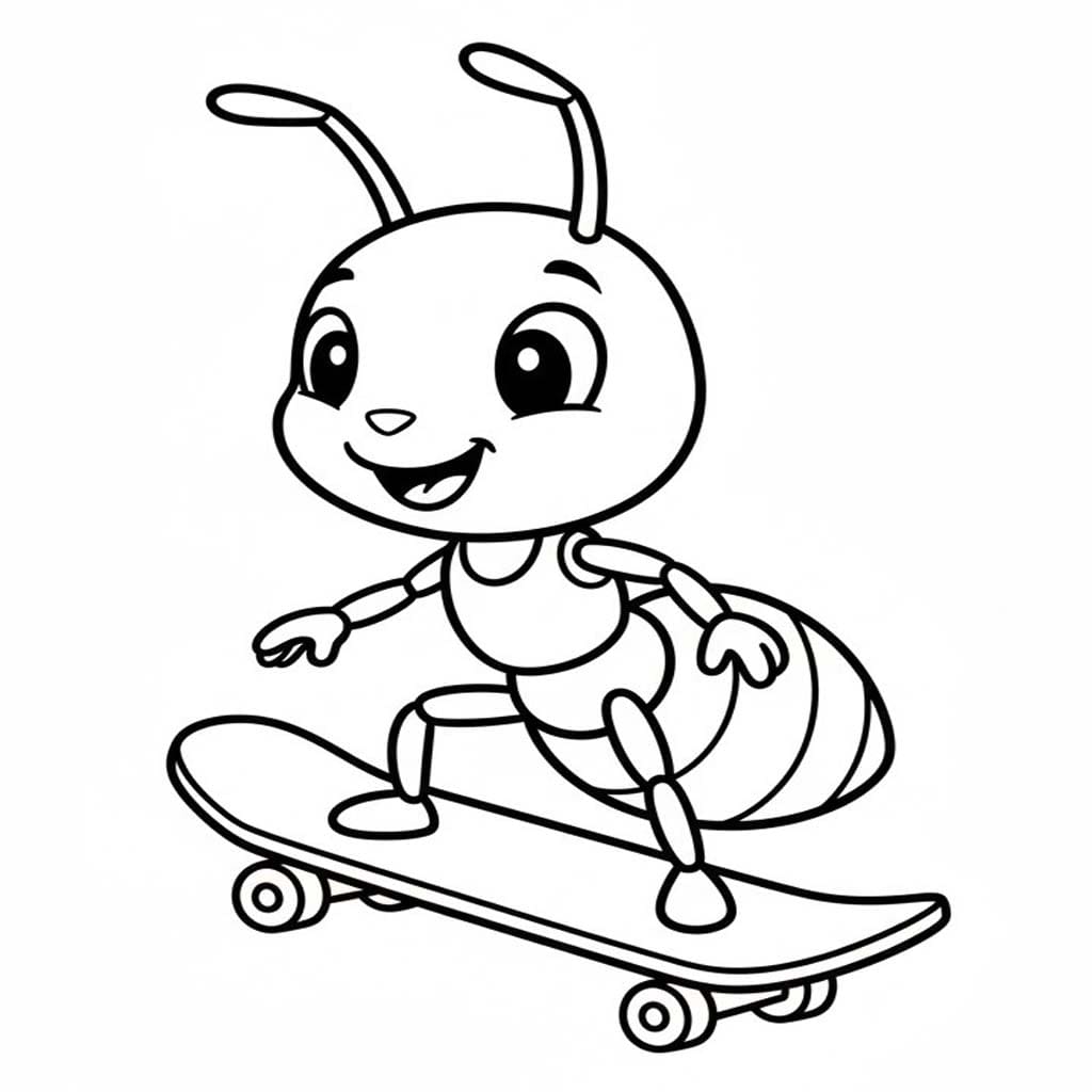 Kaykay Karınca Boyama Sayfası