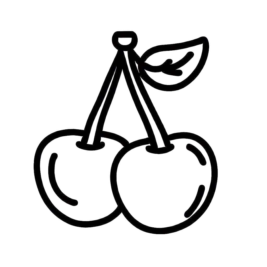 Kirazı kolay çiz Boyama Sayfası