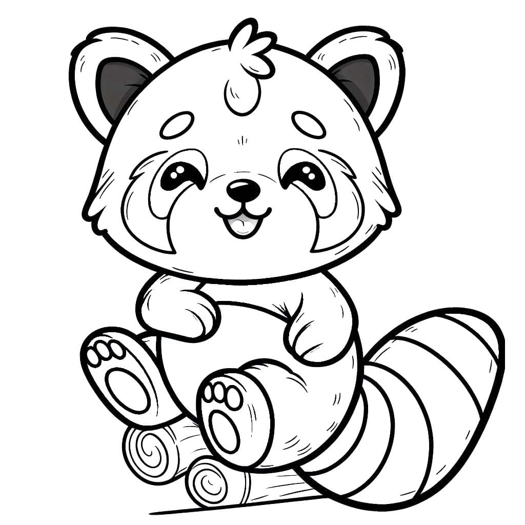 Kırmızı Panda 4 Boyama Sayfası