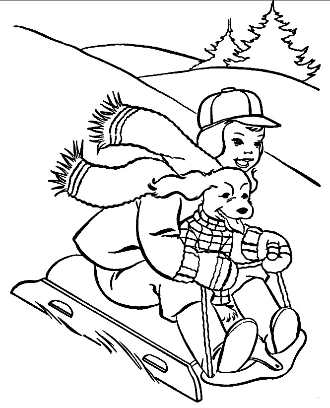 Kış Sporları Çiz Boyama Sayfası