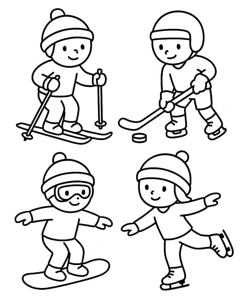 Kış Sporları Boyama Sayfası