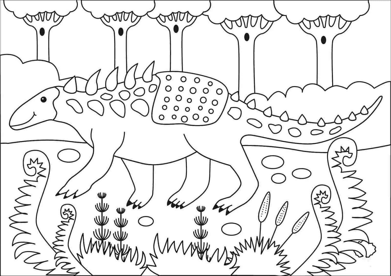 Kolay Ankylosaurus Çizim Boyama Sayfası
