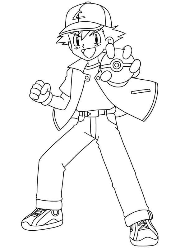 Kolay Ash Ketchum resim Boyama Sayfası