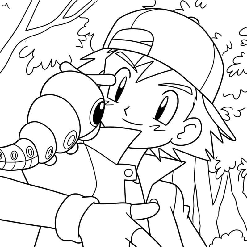 Kolay Ash Ketchum Boyama Sayfası