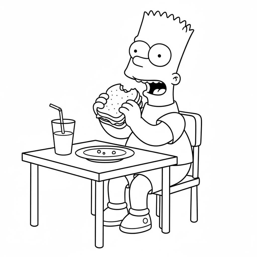 Kolay Bart Simpson resim Boyama Sayfası