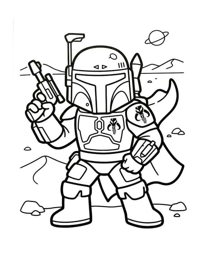 Kolay Boba Fett Çizim Boyama Sayfası