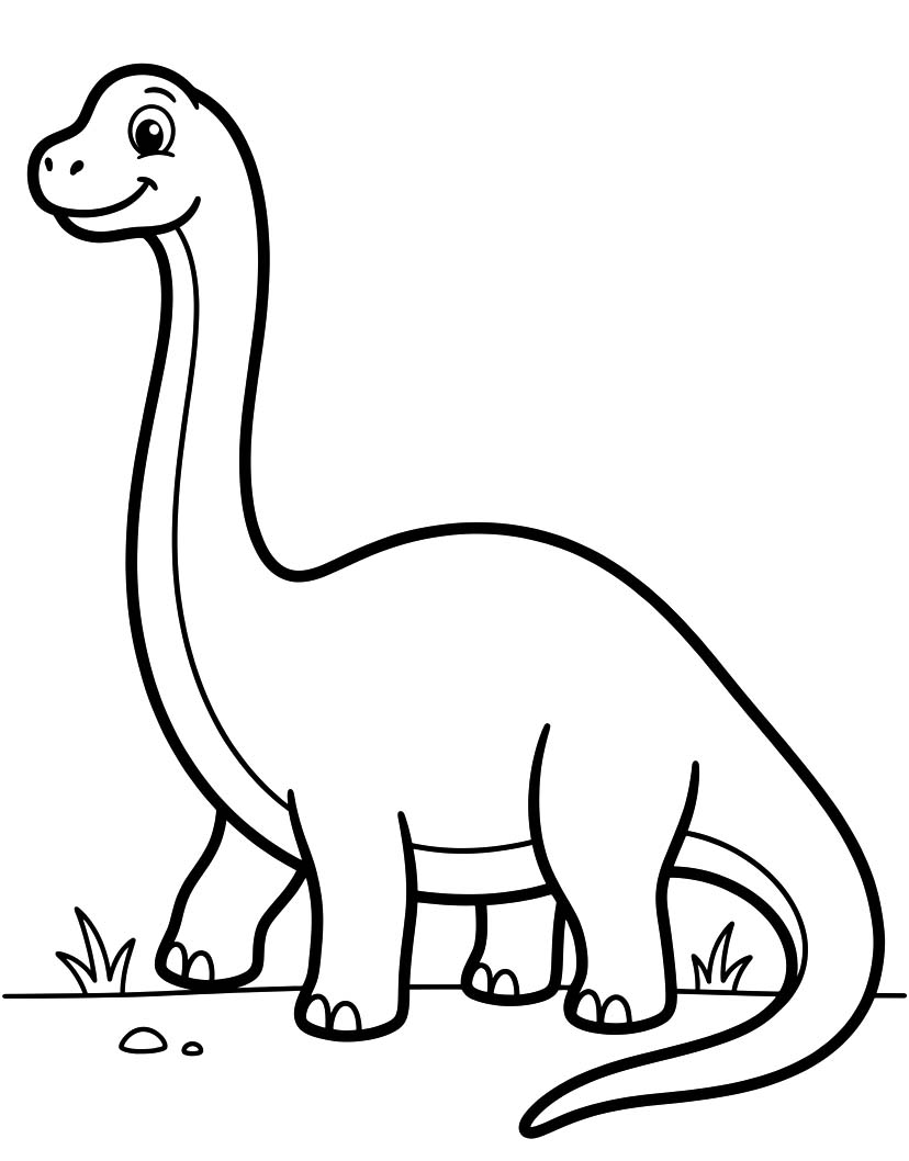 Kolay Brachiosaurus Çizim Boyama Sayfası