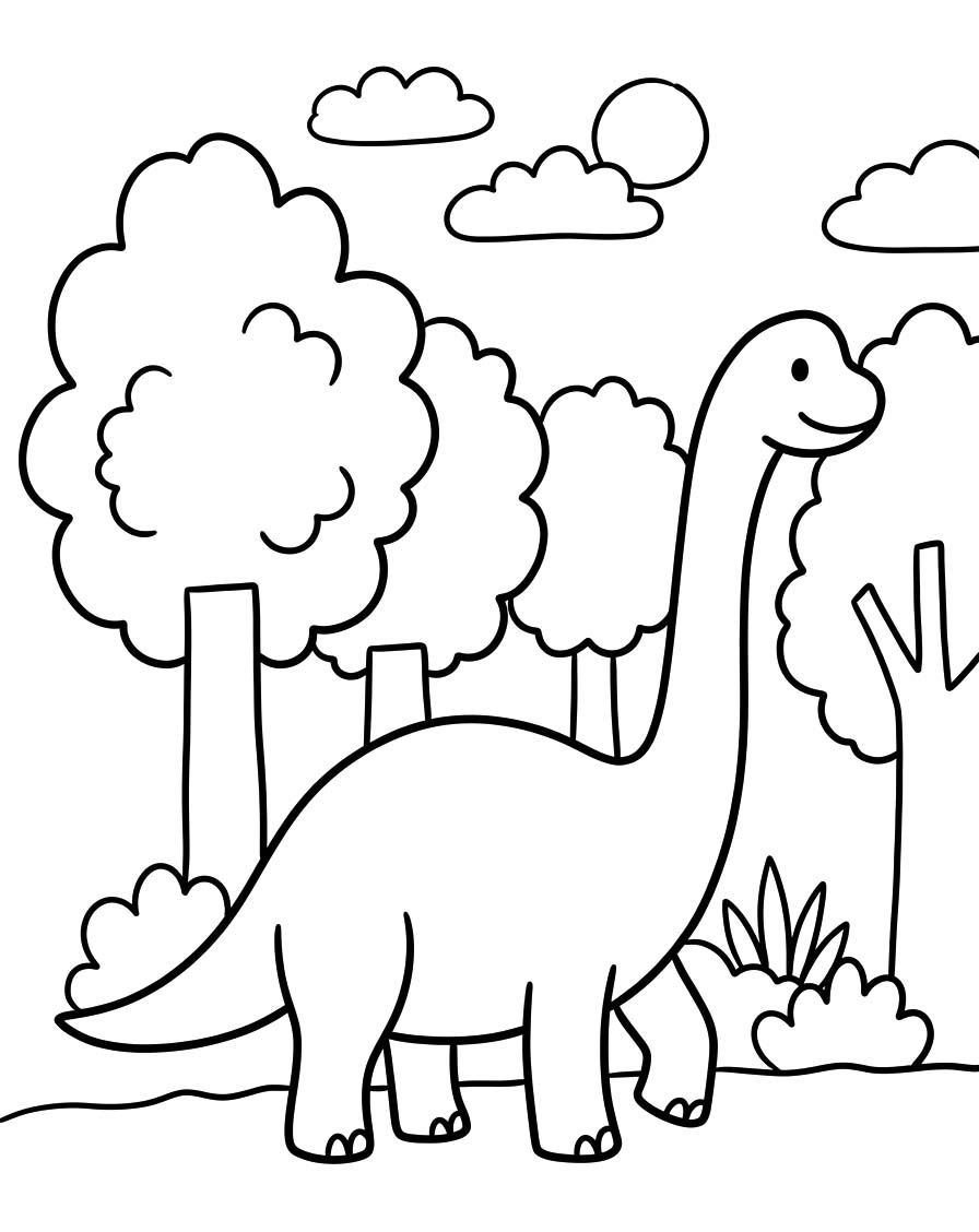 Kolay Brachiosaurus resim Boyama Sayfası