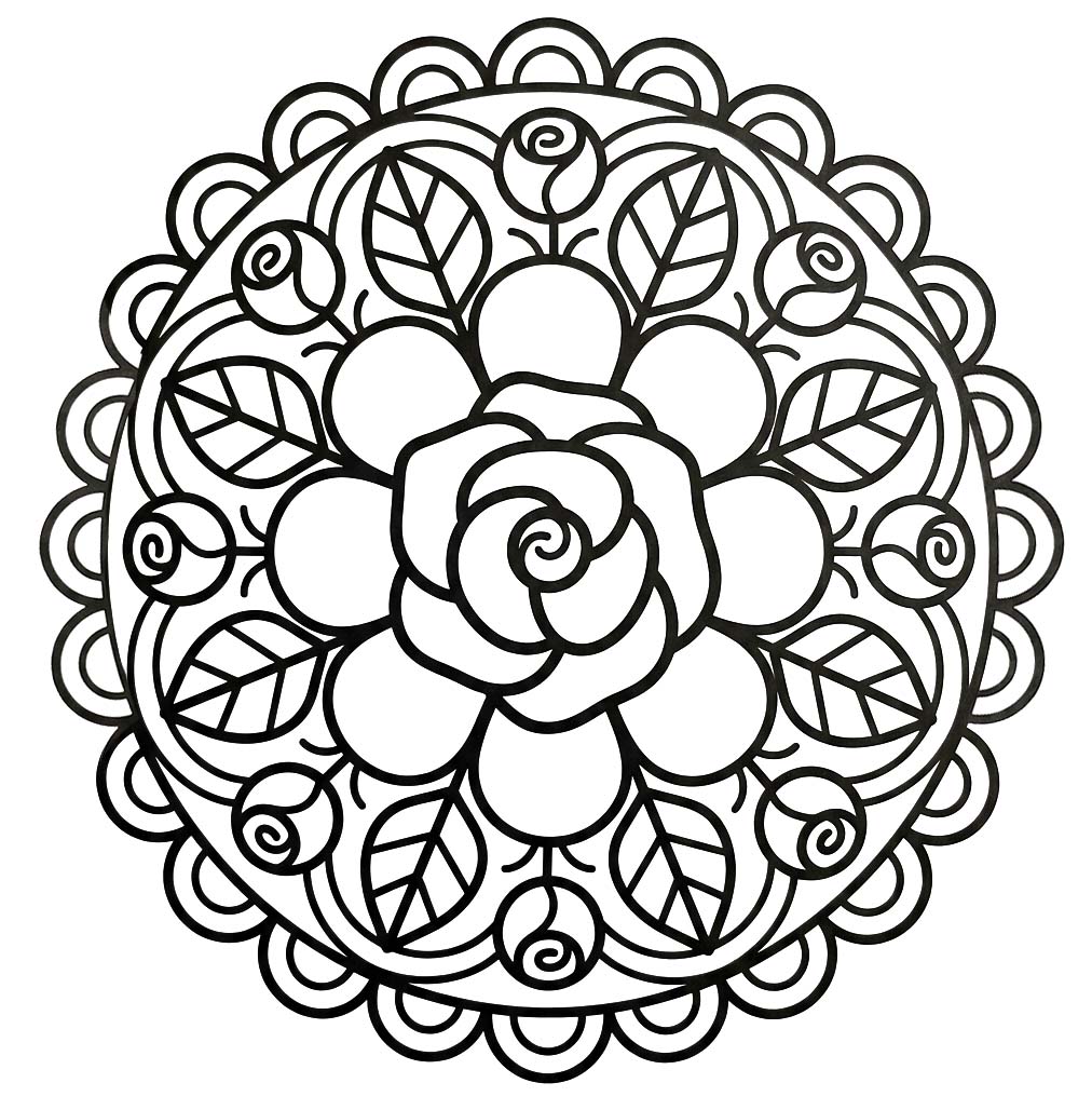Kolay Çiçek Mandala resim Boyama Sayfası