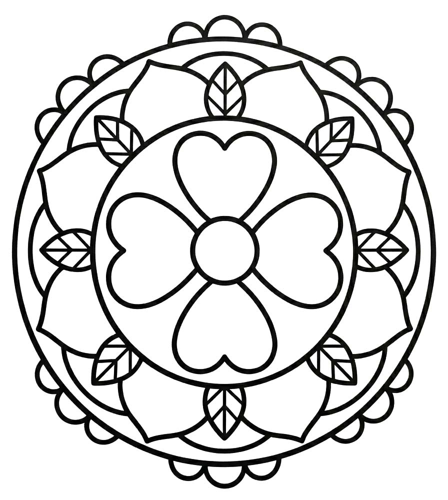 Kolay Çiçek Mandala Boyama Sayfası