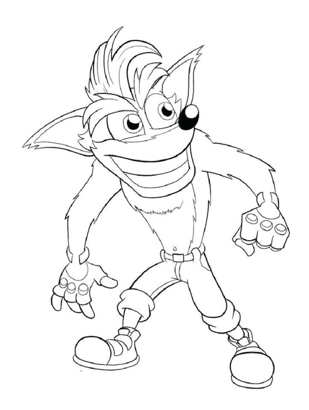 Kolay Crash Bandicoot Boyama Sayfası