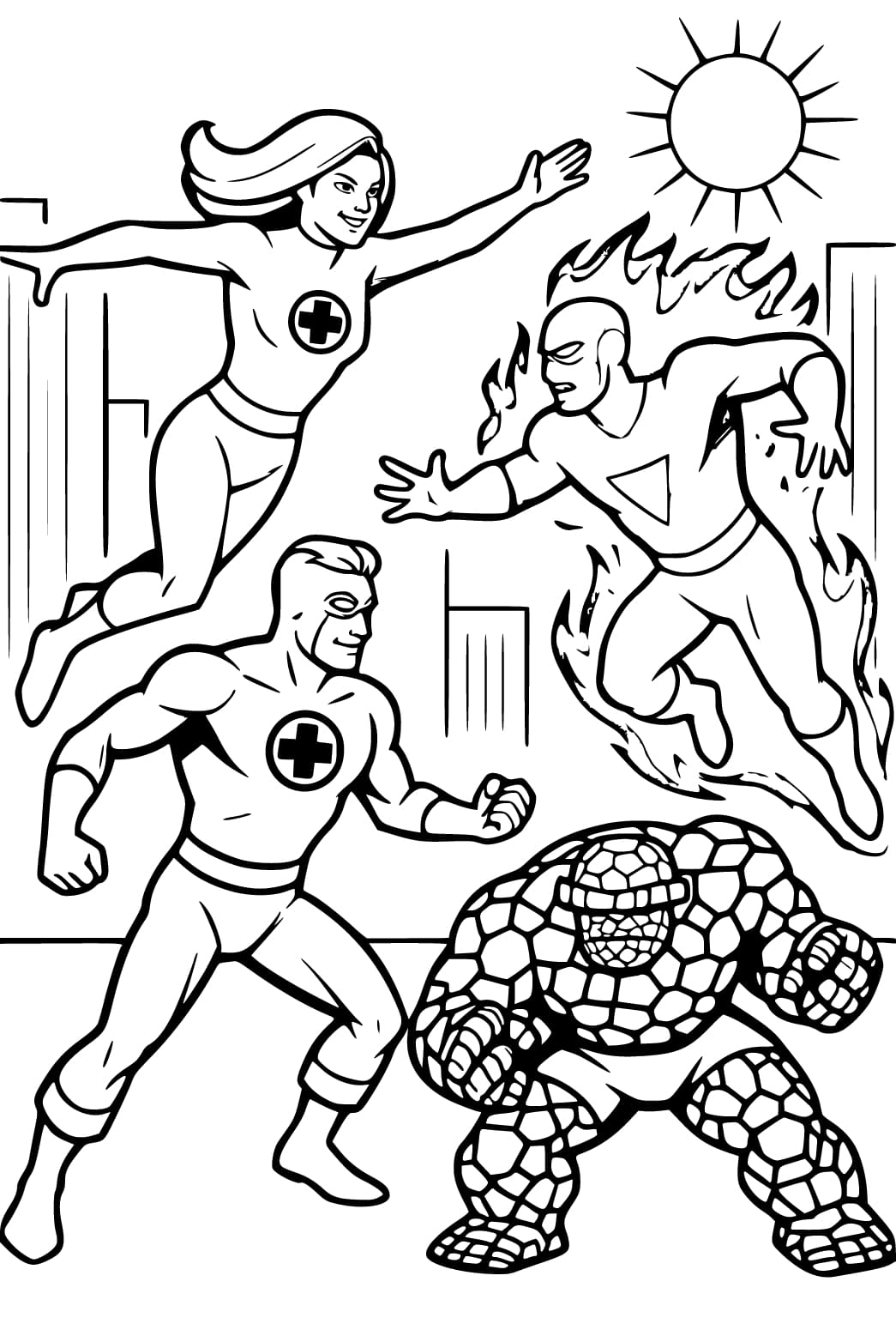 Kolay Fantastik Dörtlü Çizim Boyama Sayfası