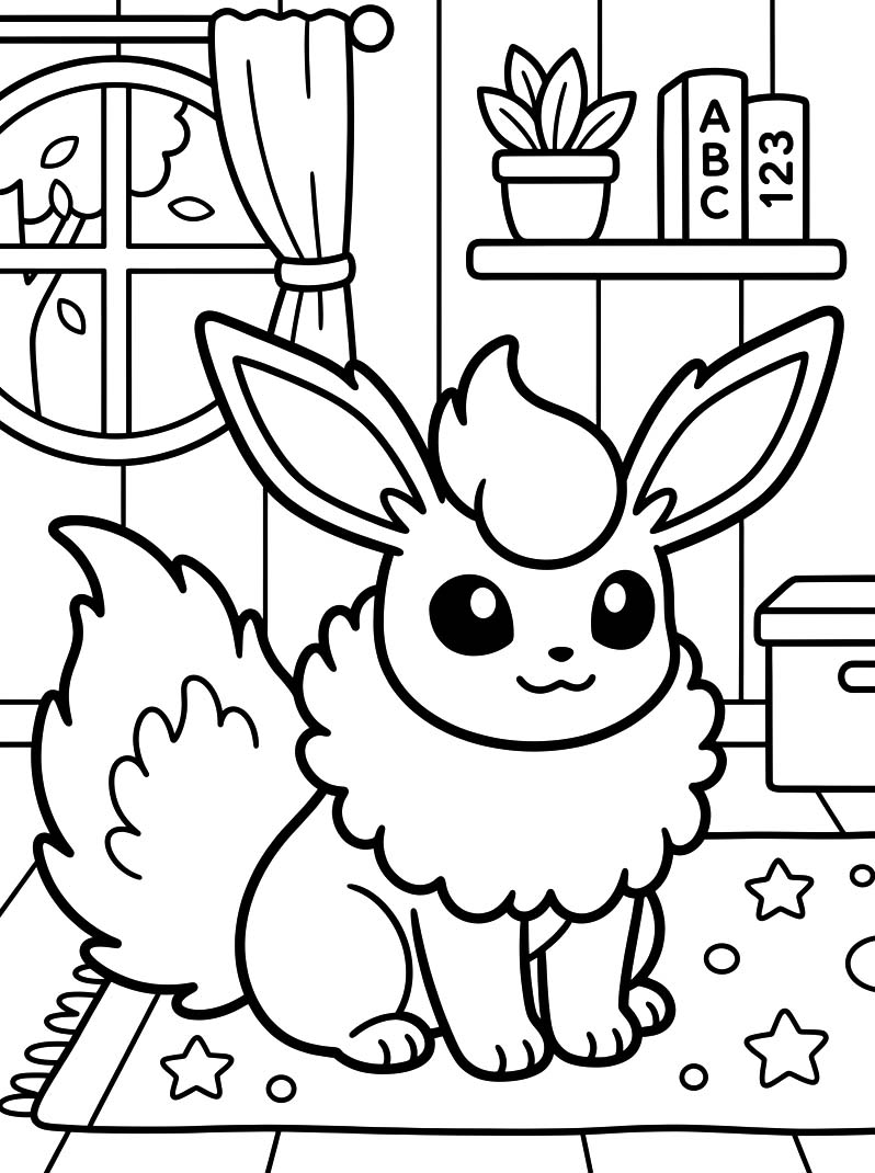 Kolay Flareon Boyama Sayfası