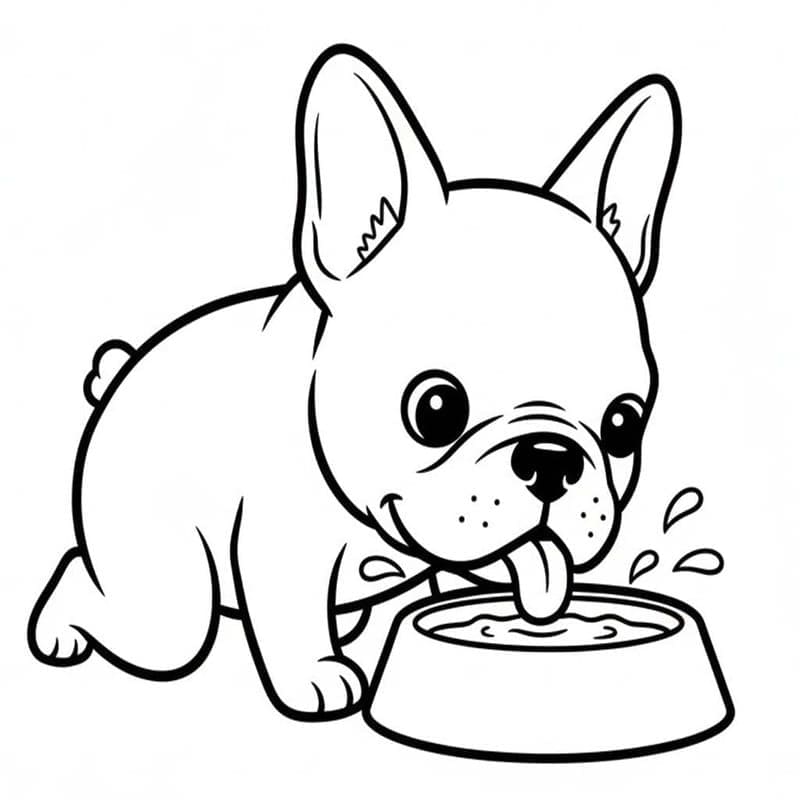Kolay Fransız Bulldog Çizim Boyama Sayfası