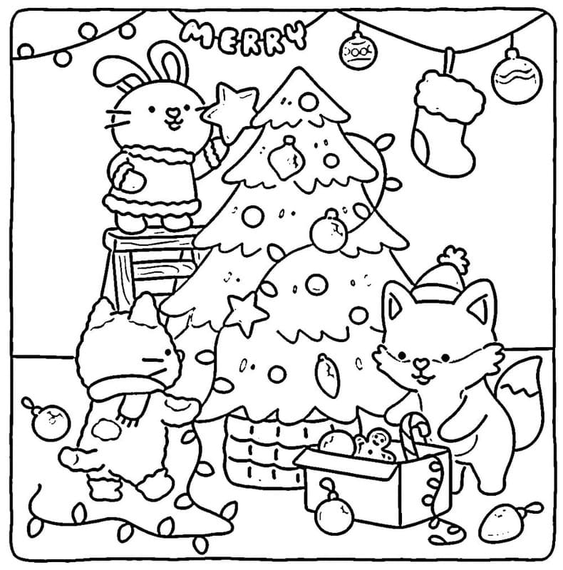 Kolay Fuzzy Hygge resim Boyama Sayfası