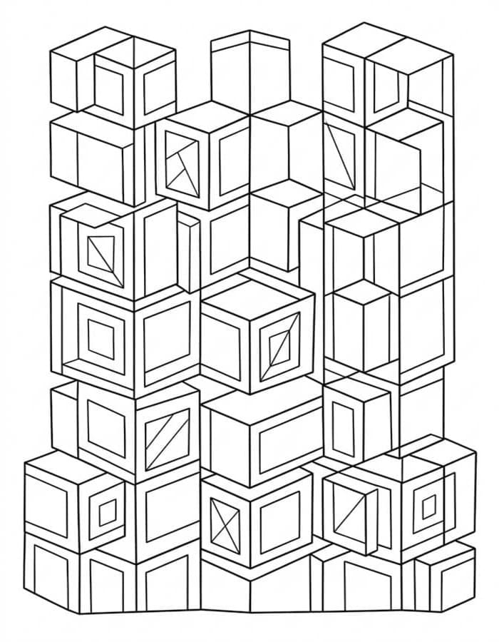 Kolay Geometrik Boyama Sayfası