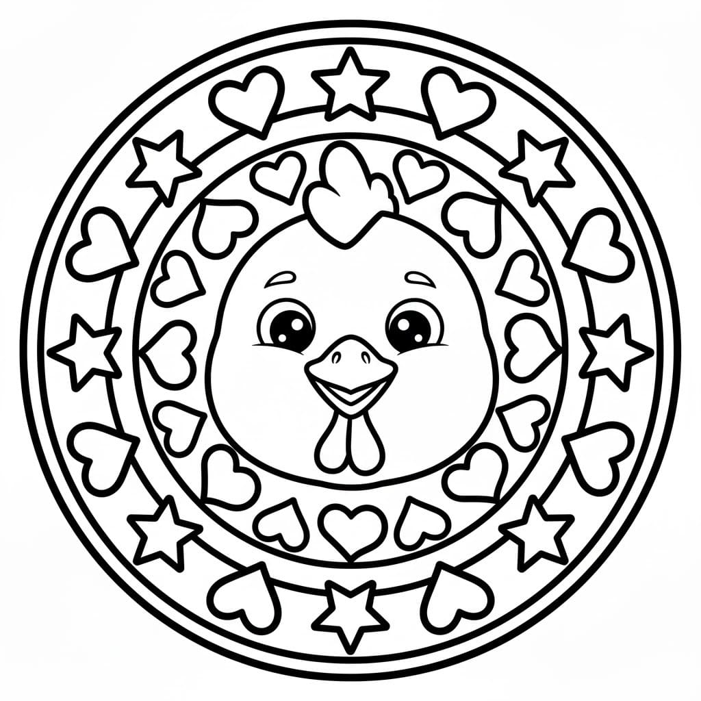 Kolay Hayvan Mandala Çizim Boyama Sayfası