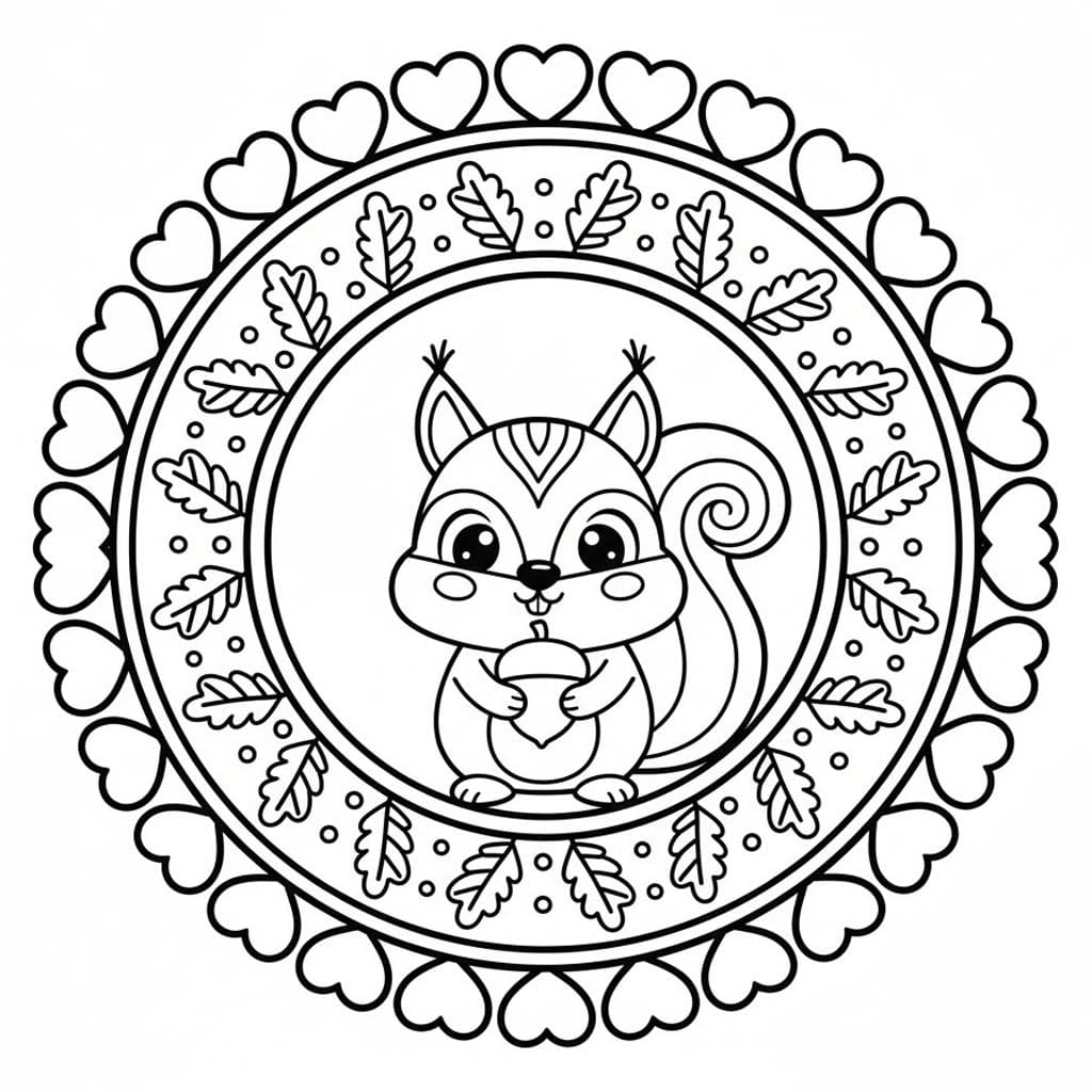 Kolay Hayvan Mandala resim Boyama Sayfası