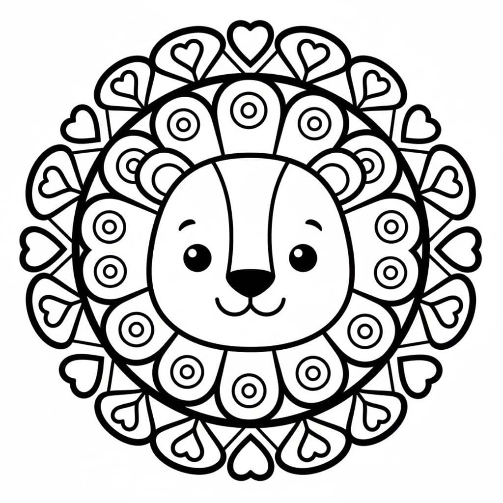 Kolay Hayvan Mandala Boyama Sayfası