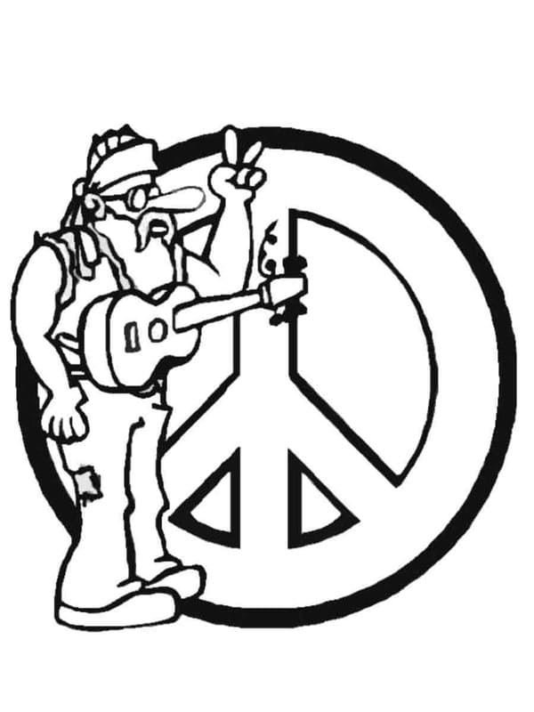 Kolay Hippi Çizim Boyama Sayfası