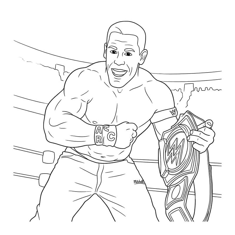 Kolay John Cena Çizim Boyama Sayfası