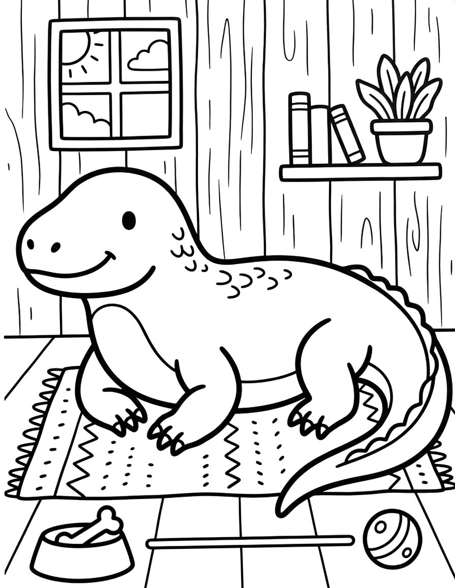 Kolay Komodo Ejderi Çizim Boyama Sayfası