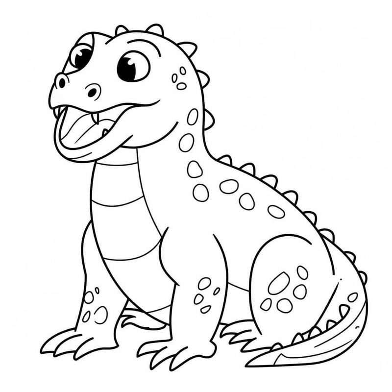 Kolay Komodo Ejderi Boyama Sayfası