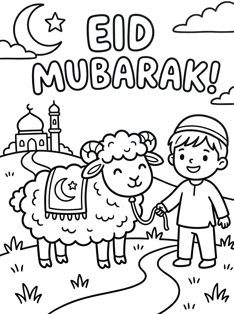 Kolay Kurban Bayramı Boyama Sayfası