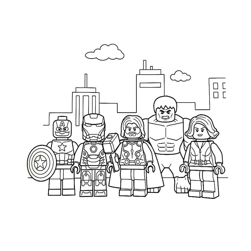 Kolay Lego Avengers resim Boyama Sayfası