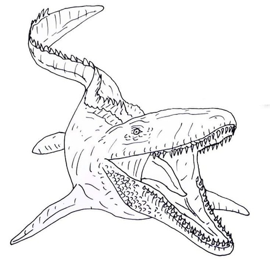 Kolay Mosasaurus Çizim Boyama Sayfası