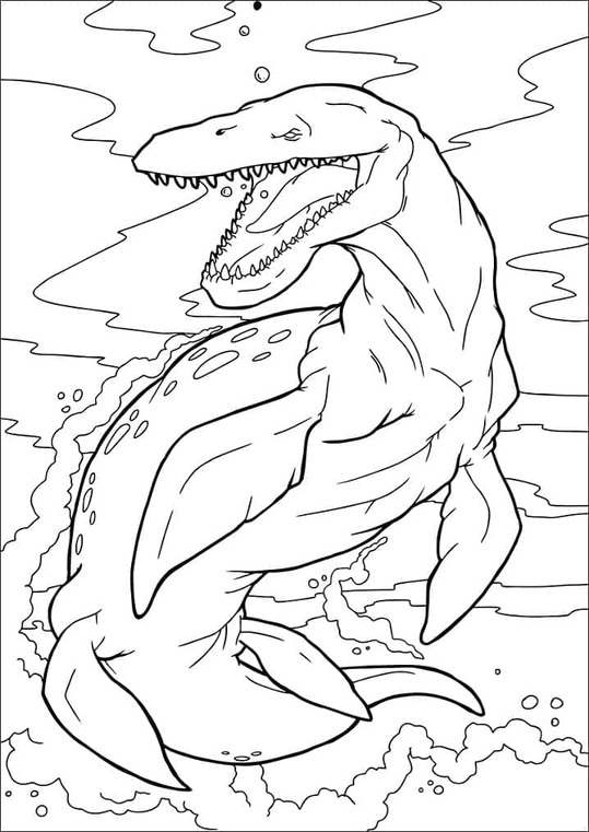 Kolay Mosasaurus resim Boyama Sayfası
