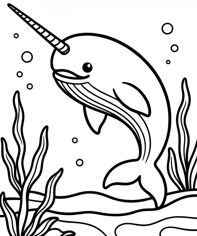 Kolay Narval resim Boyama Sayfası