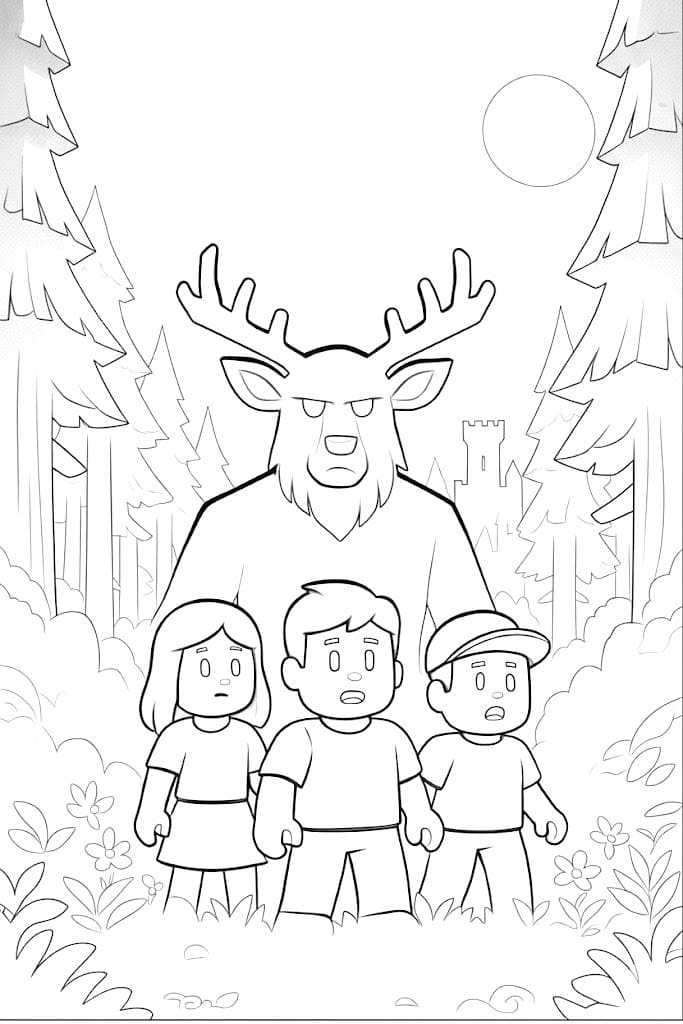 Kolay Ormanda 99 gece resim Boyama Sayfası