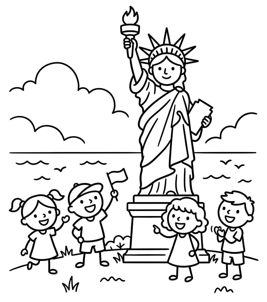 Kolay Özgürlük Heykeli Çizim Boyama Sayfası