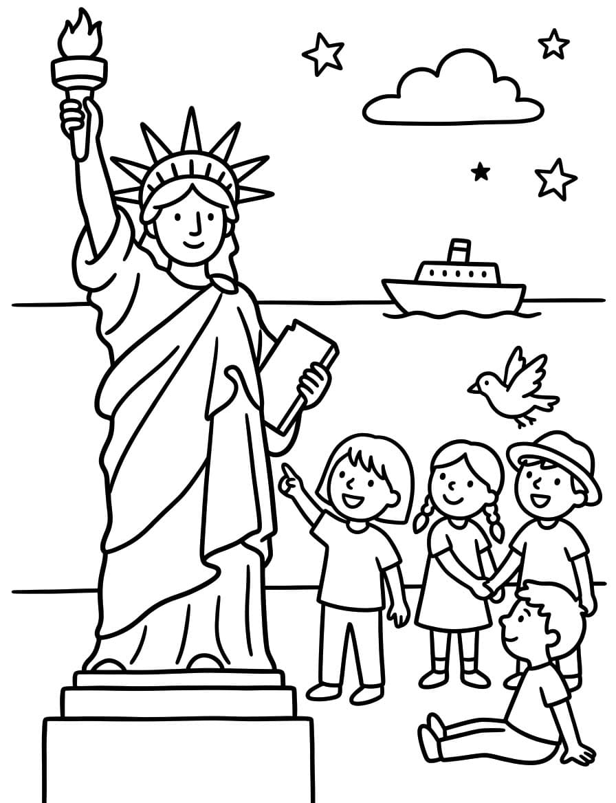 Kolay Özgürlük Heykeli Boyama Sayfası